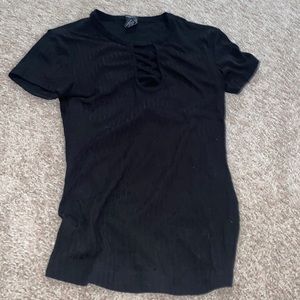 Black shirt with criss cross chest